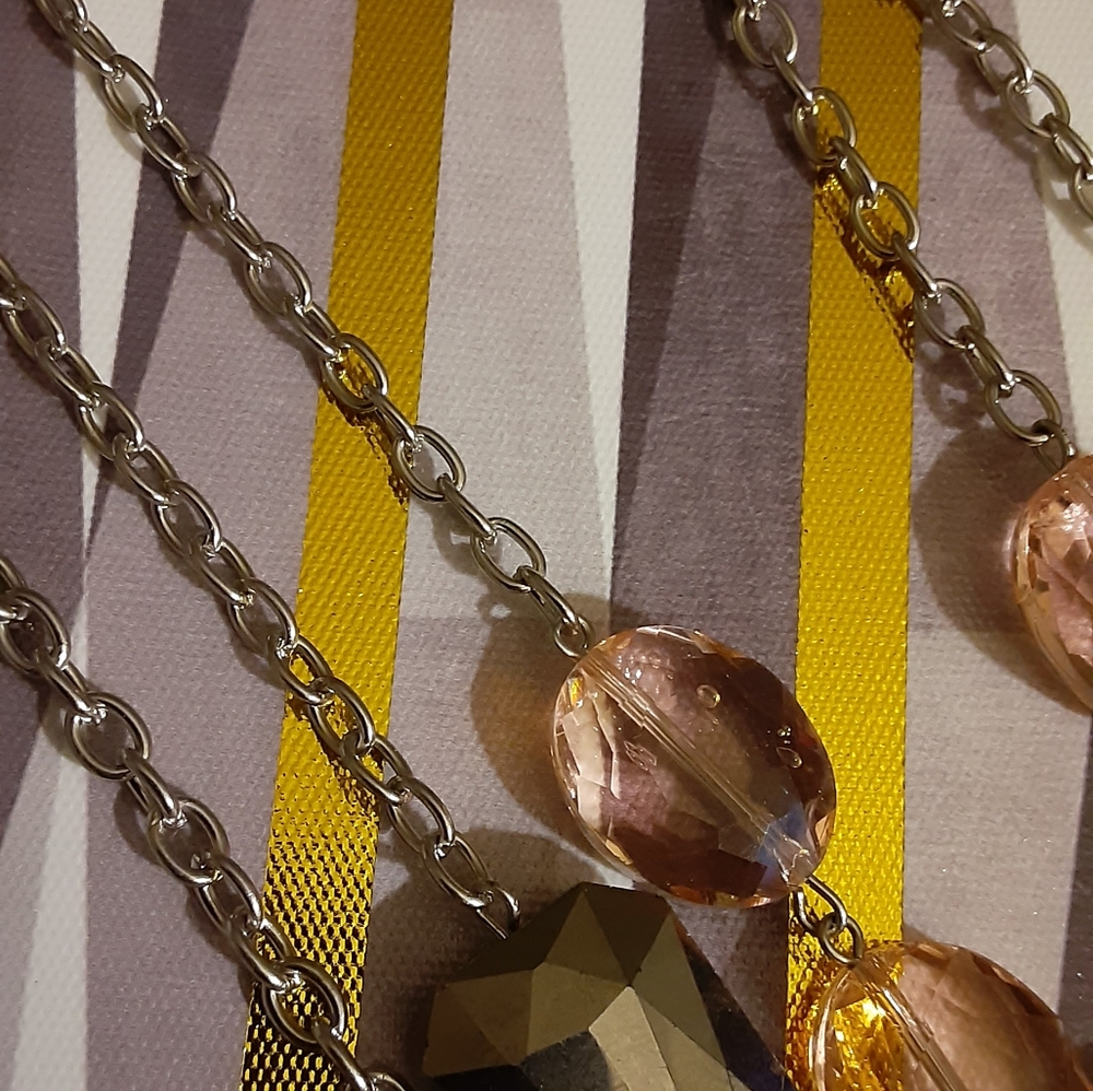 Chunky Glass Crystal 3-Strand  Necklace - Picture 2 of 3